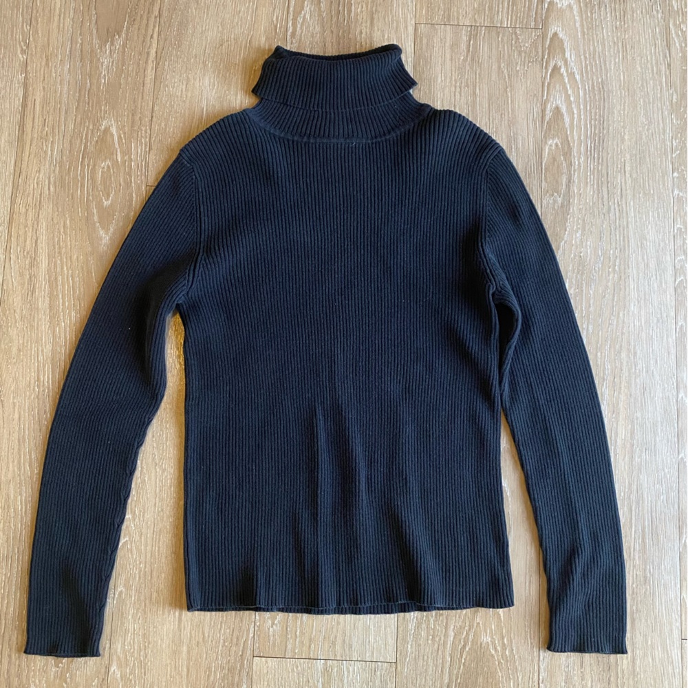 Faded Glory Black Turtleneck Ribbed Sweater - Picture 3 of 10